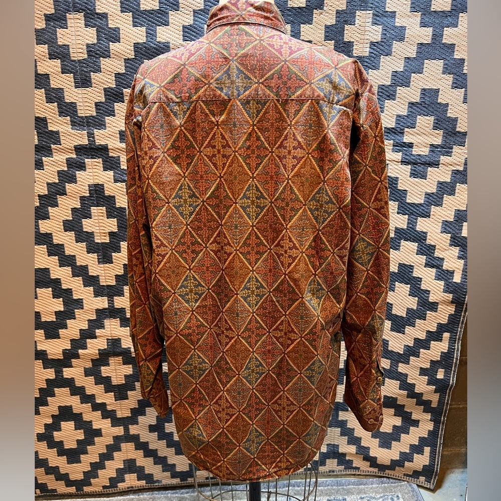 VINTAGE 80s Banana Republic Safari 100% cotton button down‎ shirt argyle diamond - Picture 5 of 10
